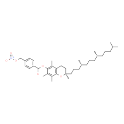 ChemSpider 2D Image | (2R)-2,5,7,8-Tetramethyl-2-[(4R,8R)-4,8,12-trimethyltridecyl]-3,4-dihydro-2H-chromen-6-yl 4-[(nitrooxy)methyl]benzoate | C37H55NO6