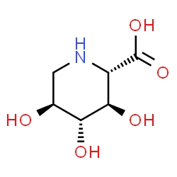 ChemSpider 2D Image | (2S,3R,4R,5S)-3,4,5-Trihydroxy-2-piperidinecarboxylic acid | C6H11NO5