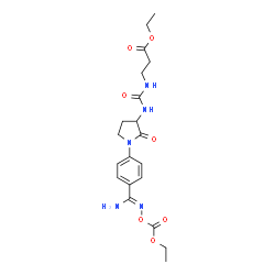 ChemSpider 2D Image | Ethyl N-{[1-(4-{N'-[(ethoxycarbonyl)oxy]carbamimidoyl}phenyl)-2-oxo-3-pyrrolidinyl]carbamoyl}-beta-alaninate | C20H27N5O7