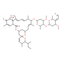 ChemSpider 2D Image | (10'E,14'E,16'E)-6-sec-Butyl-24'-hydroxy-5,11',13',22'-tetramethyl-2',21'-dioxo-5,6-dihydrospiro[pyran-2,6'-[3,7,19]trioxatetracyclo[15.6.1.1~4,8~.0~20,24~]pentacosa[10,14,16,22]tetraen]-12'-yl 2,6-di
deoxy-4-O-[(5E)-4-methoxy-6-methyl-5-(2-oxoethylidene)tetrahydro-2H-pyran-2-yl]-3-O-methylhexopyranoside | C50H70O14