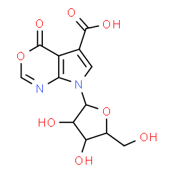ChemSpider 2D Image | 4-Oxo-7-pentofuranosyl-4,7-dihydropyrrolo[2,3-d][1,3]oxazine-5-carboxylic acid | C12H12N2O8