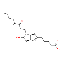 ChemSpider 2D Image | 5-[(3aS,6R,6aS)-6-(4-Fluoro-3-oxooctyl)-5-hydroxy-1,3a,4,5,6,6a-hexahydro-2-pentalenyl]pentanoic acid | C21H33FO4