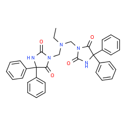 ChemSpider 2D Image | 3,3'-[(Ethylimino)bis(methylene)]bis(5,5-diphenyl-2,4-imidazolidinedione) | C34H31N5O4