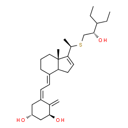 ChemSpider 2D Image | (1S,3R,5Z,7E,9xi,14xi,20R)-20-{[(2S)-3-Ethyl-2-hydroxypentyl]sulfanyl}-9,10-secopregna-5,7,10,16-tetraene-1,3-diol | C28H44O3S