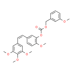 ChemSpider 2D Image | 3-Methoxybenzyl 2-methoxy-5-[(Z)-2-(3,4,5-trimethoxyphenyl)vinyl]phenyl carbonate | C27H28O8