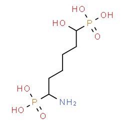 ChemSpider 2D Image | (1-Amino-6-hydroxy-1,6-hexanediyl)bis(phosphonic acid) | C6H17NO7P2