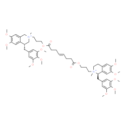 ChemSpider 2D Image | 3-[(1R)-6,7-dimethoxy-2-methyl-1-[(3,4,5-trimethoxyphenyl)methyl]-3,4-dihydro-1H-isoquinolin-2-ium-2-yl]propyl 3-[(4R)-6,7-dimethoxy-2-methyl-4-[(3,4,5-trimethoxyphenyl)methyl]-3,4-dihydro-1H-isoquinolin-2-ium-2-yl]propyl (E)-oct-4-enedioate | C58H80N2O14