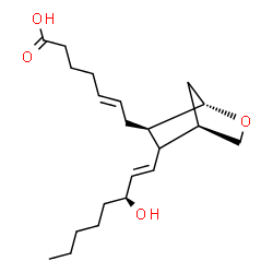 ChemSpider 2D Image | (5E)-7-{(1S,4R,6R)-5-[(1E,3S)-3-Hydroxy-1-octen-1-yl]-2-oxabicyclo[2.2.1]hept-6-yl}-5-heptenoic acid | C21H34O4