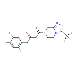 ChemSpider 2D Image | 1-[3-(Trifluoromethyl)-5,6-dihydro[1,2,4]triazolo[4,3-a]pyrazin-7(8H)-yl]-4-(2,4,5-trifluorophenyl)-1,3-butanedione | C16H12F6N4O2