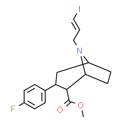 ChemSpider 2D Image | Methyl 3-(4-fluorophenyl)-8-[(2E)-3-iodo-2-propen-1-yl]-8-azabicyclo[3.2.1]octane-2-carboxylate | C18H21FINO2