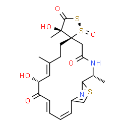 ChemSpider 2D Image | (2S,2'R,3R,4R,9'E,11'R,13'E,15'Z)-4,11'-Dihydroxy-2',4,9'-trimethyl-4'H,5H,12'H-spiro[1,2-dithiolane-3,6'-[19]thia[3,20]diazabicyclo[15.2.1]icosa[1(20),9,13,15,17]pentaene]-4',5,12'-trione 2-oxide | C22H26N2O6S3