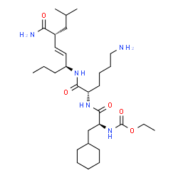 ChemSpider 2D Image | 3-Cyclohexyl-N-(ethoxycarbonyl)-L-alanyl-N-[(4S,5E,7R)-7-carbamoyl-9-methyl-5-decen-4-yl]-L-lysinamide | C30H55N5O5