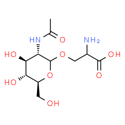 ChemSpider 2D Image | 3-{[(3S,4S,5R,6S)-3-Acetamido-4,5-dihydroxy-6-(hydroxymethyl)tetrahydro-2H-pyran-2-yl]oxy}-2-aminopropanoic acid | C11H20N2O8