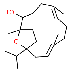ChemSpider 2D Image | (5E)-12-Isopropyl-1,5,9-trimethyl-15-oxabicyclo[10.2.1]pentadeca-5,9-dien-2-ol | C20H34O2