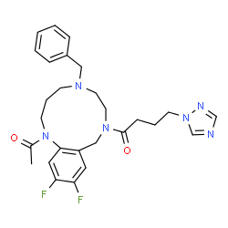 ChemSpider 2D Image | 1-(1-Acetyl-5-benzyl-11,12-difluoro-1,2,3,4,5,6,7,9-octahydro-8H-1,5,8-benzotriazacycloundecin-8-yl)-4-(1H-1,2,4-triazol-1-yl)-1-butanone | C27H32F2N6O2
