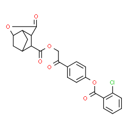 ChemSpider 2D Image | 2-{4-[(2-Chlorobenzoyl)oxy]phenyl}-2-oxoethyl 5-oxo-4-oxatricyclo[4.2.1.0~3,7~]nonane-9-carboxylate | C24H19ClO7