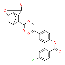ChemSpider 2D Image | 2-{4-[(4-Chlorobenzoyl)oxy]phenyl}-2-oxoethyl 5-oxo-4-oxatricyclo[4.2.1.0~3,7~]nonane-9-carboxylate | C24H19ClO7
