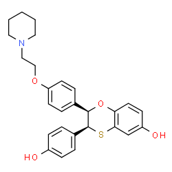 ChemSpider 2D Image | (2R,3S)-3-(4-Hydroxyphenyl)-2-{4-[2-(1-piperidinyl)ethoxy]phenyl}-2,3-dihydro-1,4-benzoxathiin-6-ol | C27H29NO4S