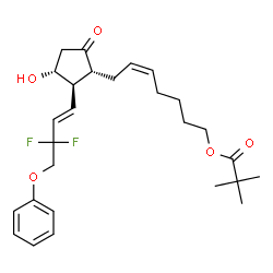 ChemSpider 2D Image | (5Z)-7-{(1R,2R,3R)-2-[(1E)-3,3-Difluoro-4-phenoxy-1-buten-1-yl]-3-hydroxy-5-oxocyclopentyl}-5-hepten-1-yl pivalate | C27H36F2O5