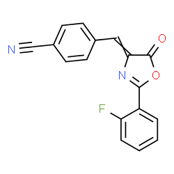 ChemSpider 2D Image | 4-{[2-(2-Fluorophenyl)-5-oxo-1,3-oxazol-4(5H)-ylidene]methyl}benzonitrile | C17H9FN2O2