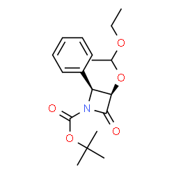 ChemSpider 2D Image | (3R,4S)-tert-Butyl 3-(1-ethoxyethoxy)-2-oxo-4-phenylazetidine-1-carboxylate | C18H25NO5