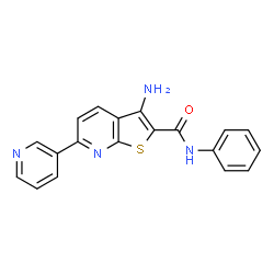 ChemSpider 2D Image | 3-Amino-N-phenyl-6-(3-pyridinyl)thieno[2,3-b]pyridine-2-carboxamide | C19H14N4OS