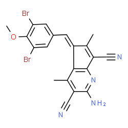ChemSpider 2D Image | (5Z)-2-Amino-5-(3,5-dibromo-4-methoxybenzylidene)-4,6-dimethyl-5H-cyclopenta[b]pyridine-3,7-dicarbonitrile | C20H14Br2N4O