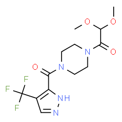 ChemSpider 2D Image | 2,2-Dimethoxy-1-(4-{[4-(trifluoromethyl)-1H-pyrazol-5-yl]carbonyl}-1-piperazinyl)ethanone | C13H17F3N4O4