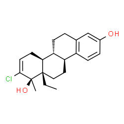 ChemSpider 2D Image | (1R,4aS,4bR,10bS,12aS)-2-Chloro-12a-ethyl-1-methyl-1,4,4a,4b,5,6,10b,11,12,12a-decahydro-1,8-chrysenediol | C21H27ClO2