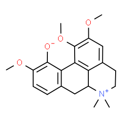 ChemSpider 2D Image | 1,2,10-Trimethoxy-6,6-dimethyl-5,6,6a,7-tetrahydro-4H-dibenzo[de,g]quinolinium-11-olate | C21H25NO4