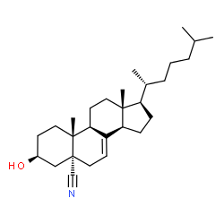 ChemSpider 2D Image | (3beta,5alpha)-3-Hydroxycholest-7-ene-5-carbonitrile | C28H45NO