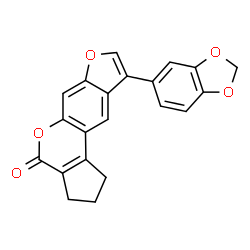 ChemSpider 2D Image | 9-(1,3-Benzodioxol-5-yl)-2,3-dihydrocyclopenta[c]furo[3,2-g]chromen-4(1H)-one | C21H14O5