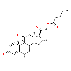 ChemSpider 2D Image | (6alpha,8xi,11beta,14xi,16alpha)-6,9-Difluoro-11-hydroxy-16-methyl-3,20-dioxopregna-1,4-dien-21-yl valerate | C27H36F2O5