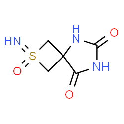 ChemSpider 2D Image | 2-Imino-2lambda~4~-thia-5,7-diazaspiro[3.4]octane-6,8-dione 2-oxide | C5H7N3O3S