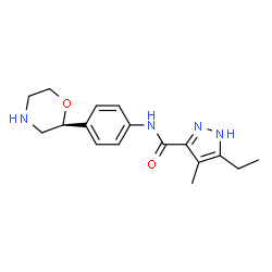 ChemSpider 2D Image | 5-Ethyl-4-methyl-N-{4-[(2S)-2-morpholinyl]phenyl}-1H-pyrazole-3-carboxamide | C17H22N4O2
