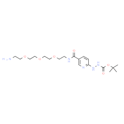 ChemSpider 2D Image | 2-Methyl-2-propanyl 2-{5-[(2-{2-[2-(2-aminoethoxy)ethoxy]ethoxy}ethyl)carbamoyl]-2-pyridinyl}hydrazinecarboxylate | C19H33N5O6
