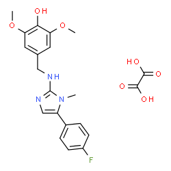 ChemSpider 2D Image | 4-({[5-(4-Fluorophenyl)-1-methyl-1H-imidazol-2-yl]amino}methyl)-2,6-dimethoxyphenol ethanedioate (1:1) | C21H22FN3O7