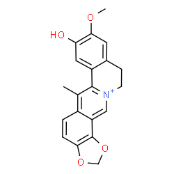 ChemSpider 2D Image | 8-Hydroxy-9-methoxy-6-methyl-11,12-dihydro[1,3]dioxolo[4,5-h]isoquinolino[2,1-b]isoquinolin-13-ium | C20H18NO4