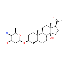 ChemSpider 2D Image | (3beta,5alpha,14beta)-14-Hydroxy-20-oxopregnan-3-yl 4-amino-2,4,6-trideoxy-3-O-methyl-beta-D-ribo-hexopyranoside | C28H47NO5