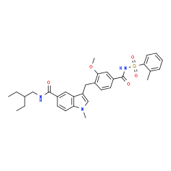ChemSpider 2D Image | N-(2-Ethylbutyl)-3-(2-methoxy-4-{[(2-methylphenyl)sulfonyl]carbamoyl}benzyl)-1-methyl-1H-indole-5-carboxamide | C32H37N3O5S