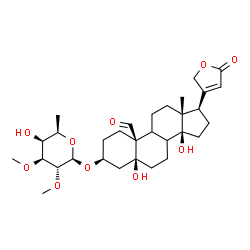 ChemSpider 2D Image | (3beta,5beta,8xi,9xi)-3-[(6-Deoxy-2,3-di-O-methyl-beta-D-galactopyranosyl)oxy]-5,14-dihydroxy-19-oxocard-20(22)-enolide | C31H46O10