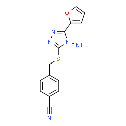ChemSpider 2D Image | 4-({[4-Amino-5-(2-furyl)-4H-1,2,4-triazol-3-yl]sulfanyl}methyl)benzonitrile | C14H11N5OS