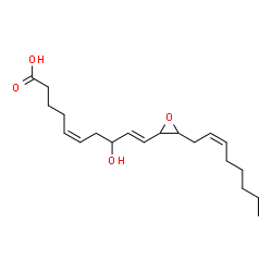 ChemSpider 2D Image | (5Z,9E)-8-Hydroxy-10-{3-[(2Z)-2-octen-1-yl]-2-oxiranyl}-5,9-decadienoic acid | C20H32O4