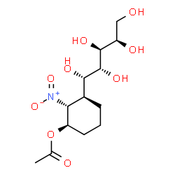 ChemSpider 2D Image | (5S)-5-C-[(1S,2R,3R)-3-Acetoxy-2-nitrocyclohexyl]-D-arabinitol | C13H23NO9