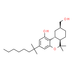 ChemSpider 2D Image | (6aR,9S,10aR)-9-(Hydroxymethyl)-6,6-dimethyl-3-(2-methyl-2-octanyl)-6a,7,8,9,10,10a-hexahydro-6H-benzo[c]chromen-1-ol | C25H40O3