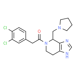 ChemSpider 2D Image | 2-(3,4-Dichlorophenyl)-1-[4-(1-pyrrolidinylmethyl)-1,4,6,7-tetrahydro-5H-imidazo[4,5-c]pyridin-5-yl]ethanone | C19H22Cl2N4O