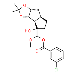ChemSpider 2D Image | [(3aS,3bR,6aR,7aR)-4-Hydroxy-2,2-dimethyloctahydropentaleno[1,2-d][1,3]dioxol-4-yl](methoxy)methyl 3-chlorobenzoate | C20H25ClO6