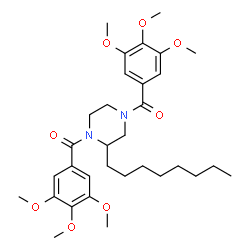 ChemSpider 2D Image | (2-Octyl-1,4-piperazinediyl)bis[(3,4,5-trimethoxyphenyl)methanone] | C32H46N2O8
