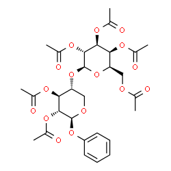 ChemSpider 2D Image | Phenyl 2,3-di-O-acetyl-4-O-(2,3,4,6-tetra-O-acetyl-beta-D-galactopyranosyl)-beta-D-xylopyranoside | C29H36O16