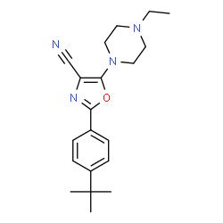 ChemSpider 2D Image | 2-(4-tert-butylphenyl)-5-(4-ethylpiperazin-1-yl)-1,3-oxazole-4-carbonitrile | C20H26N4O